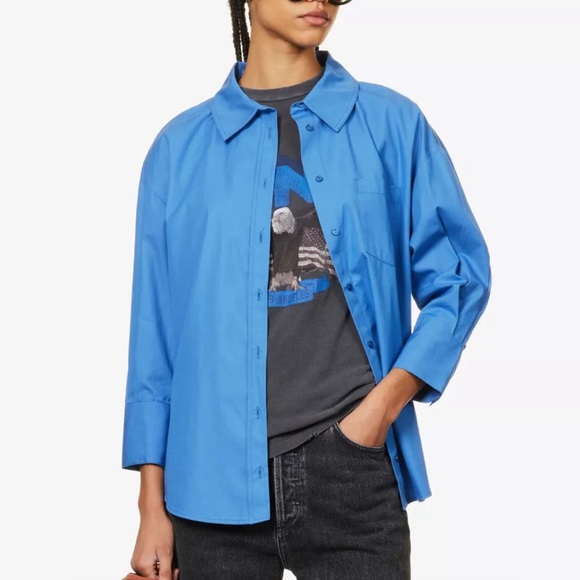 Anine Bing Blue Button Down Shirt - Picture 9 of 12